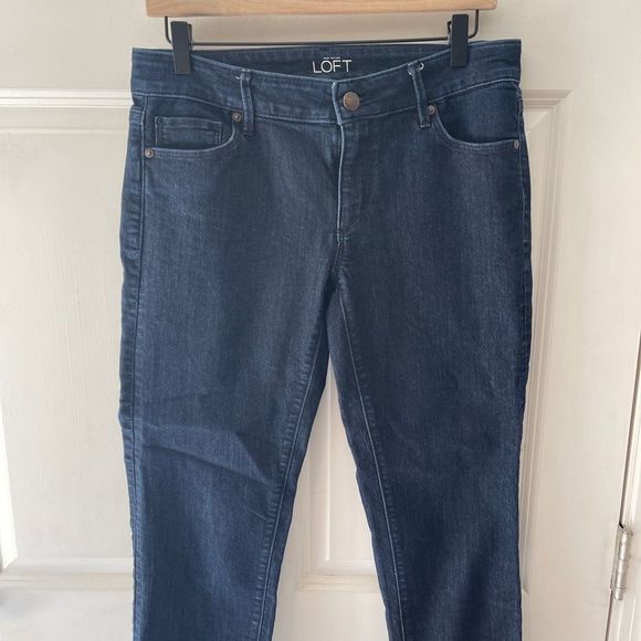 Ann Taylor LOFT Modern Crop Jeans Dark Blue Wash Denim Pants Women Waist Size 31 - Picture 2 of 12